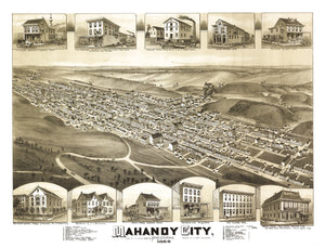 Vintage Map of Mahanoy City, Pennsylvania 1889