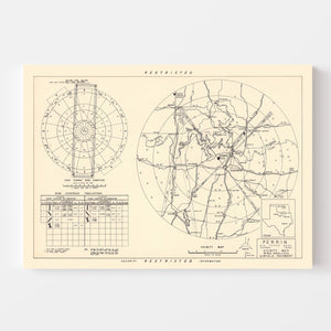 Vintage Map of the Perrin Air Force Base Vicinity, 1952
