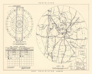 Vintage Map of the Perrin Air Force Base Vicinity, 1952