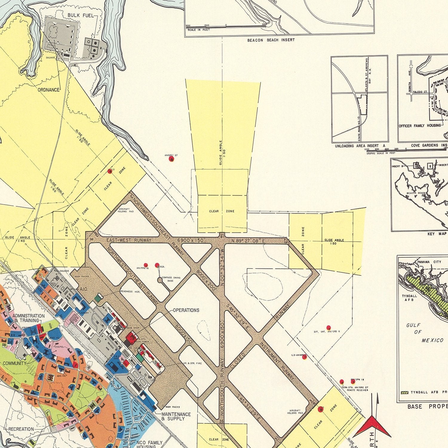 Vintage Map of Tyndall Air Force Base, 1952