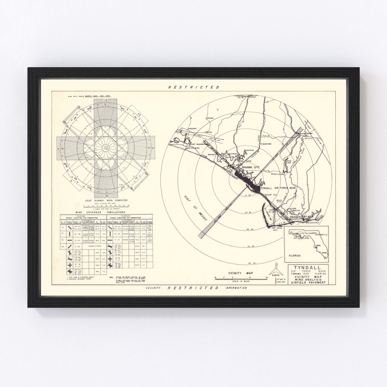 Vintage Map of the Tyndall Air Force Base Vicinity, 1952