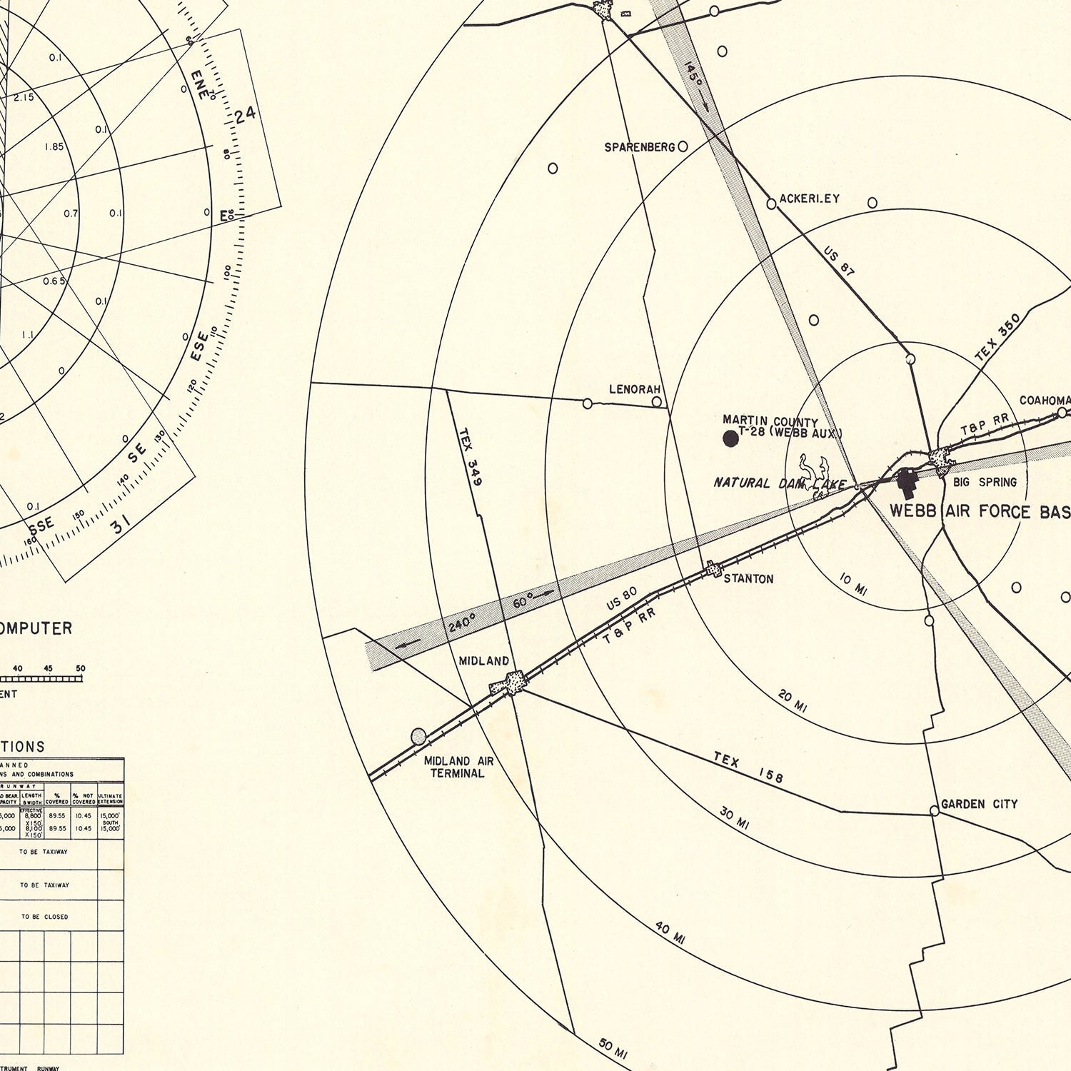 Vintage Map of Webb Air Force Base, 1951