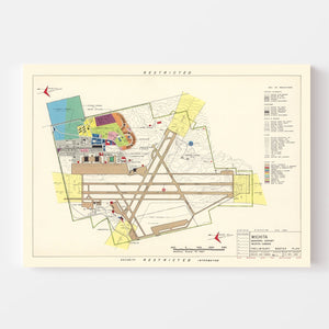 Vintage Map of Wichita Municipal Airport, 1952