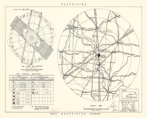 Vintage Map of the Wichita Municipal Airport Vicinity, 1952