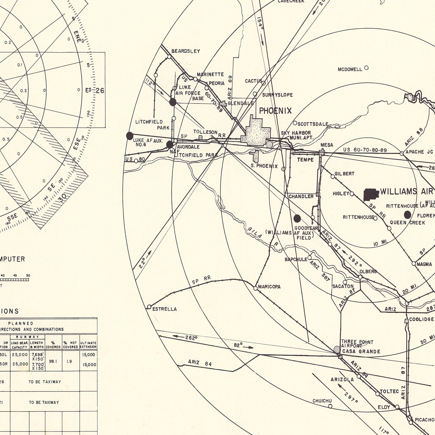 Vintage Map of the Williams Air Force Base Vicinity, 1952