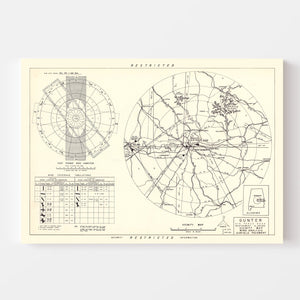Vintage Map of the Gunter Air Force Base Vicinity, 1952