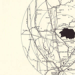 Vintage Map of the Beale Air Force Base Vicinity, 1952