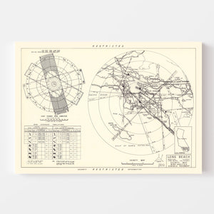 Vintage Map of the Long Beach Municipal Airport Vicinity, 1952