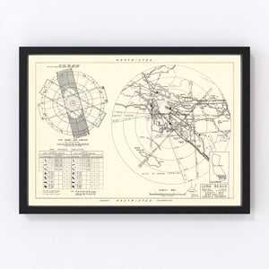 Vintage Map of the Long Beach Municipal Airport Vicinity, 1952