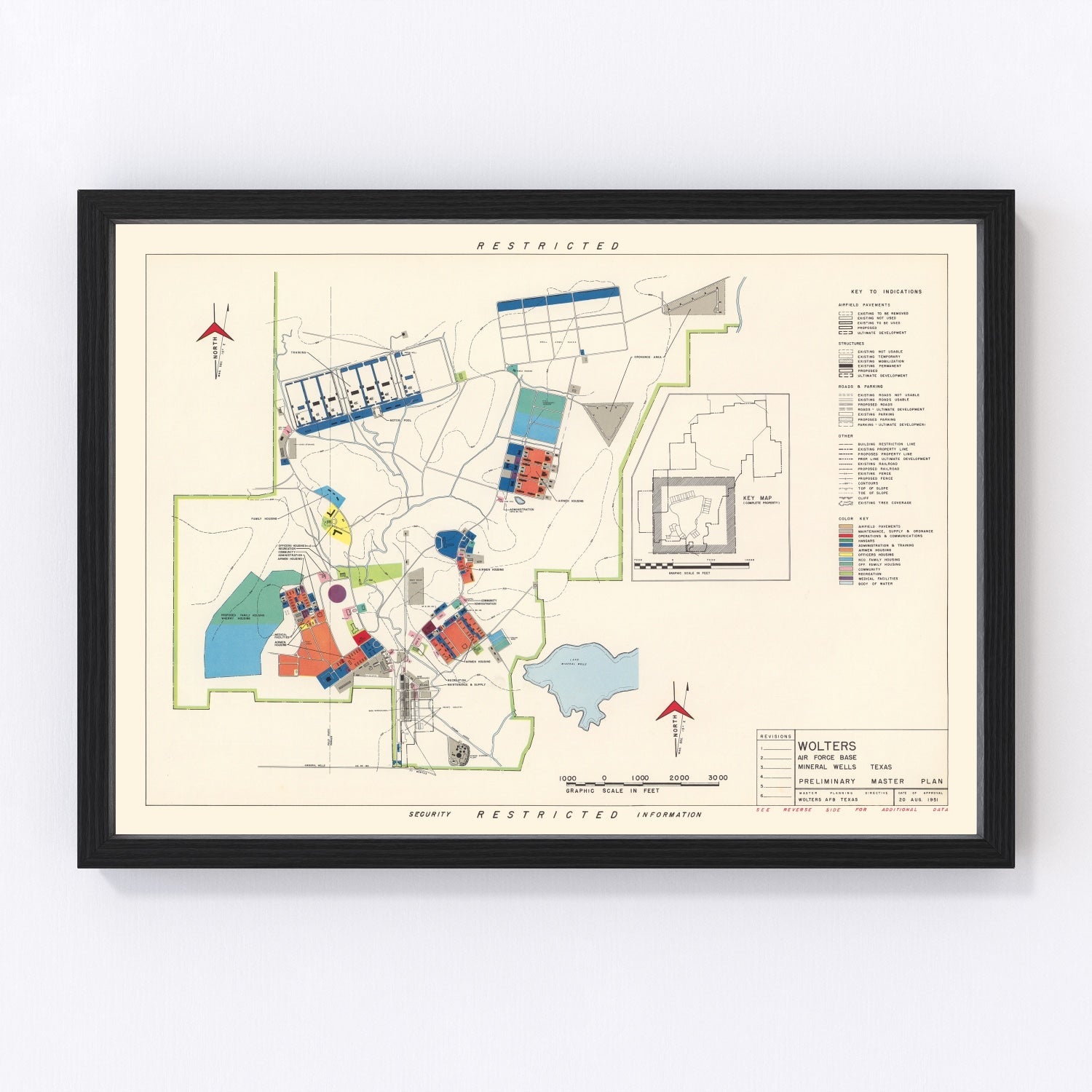 Vintage Map of Wolters Air Force Base, 1951