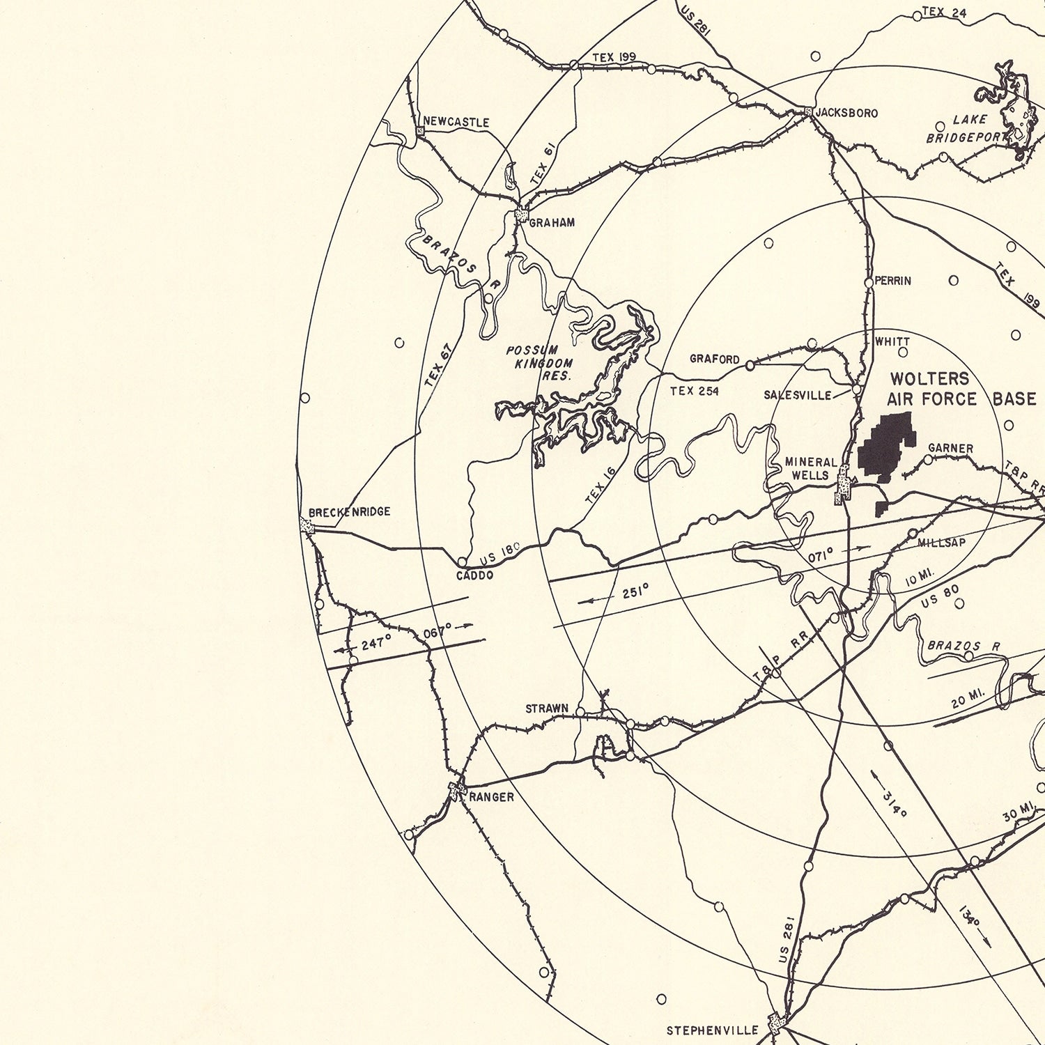 Vintage Map of the Wolters Air Force Base Vicinity, 1951