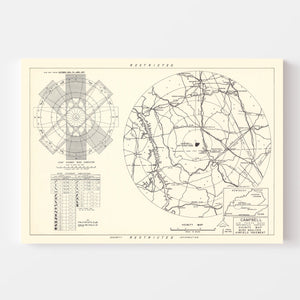 Vintage Map of the Campbell Air Force Base Vicinity, 1952