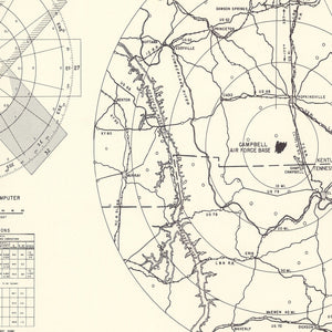 Vintage Map of the Campbell Air Force Base Vicinity, 1952