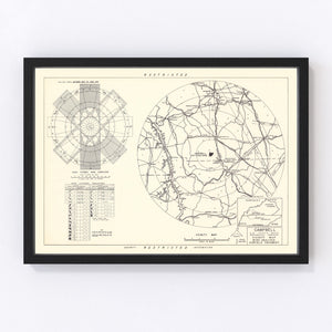 Vintage Map of the Campbell Air Force Base Vicinity, 1952