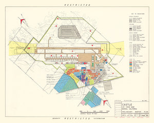 Vintage Map of Castle Air Force Base, 1952