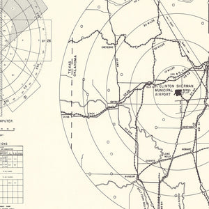 Vintage Map of the Clinton Sherman Municipal Airport Vicinity, 1952