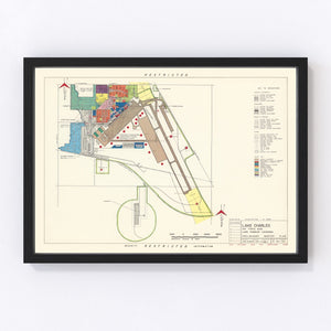 Vintage Map of Lake Charles Air Force Base, 1951