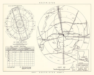 Vintage Map of the Lake Charles Air Force Base Vicinity, 1951
