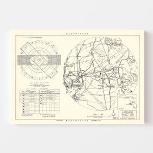Vintage Map of the Lakeland Air Force Base Vicinity, 1952