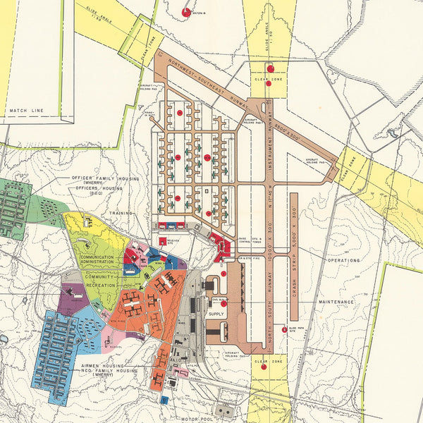 Vintage Map of Limestone Air Force Base, 1951 - Home and Tower