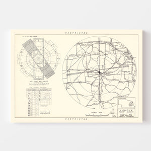 Vintage Map of the Lincoln Municipal Airport Vicinity, 1951