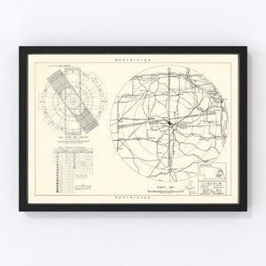 Vintage Map of the Lincoln Municipal Airport Vicinity, 1951