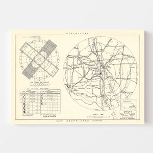 Vintage Map of the Offutt Air Force Base Vicinity, 1952