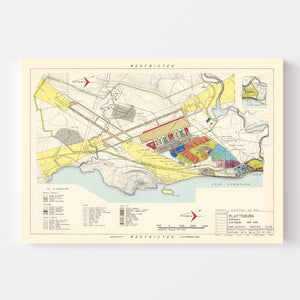 Vintage Map of Plattsburg Barracks, 1952