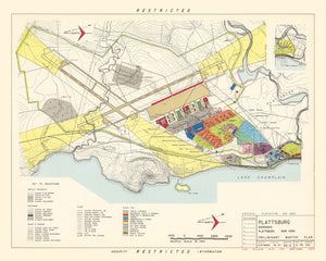 Vintage Map of Plattsburg Barracks, 1952
