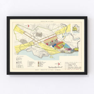 Vintage Map of Plattsburg Barracks, 1952