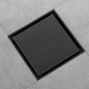Oil rubbered bronze brass shower drain 4 inch square with ABS base