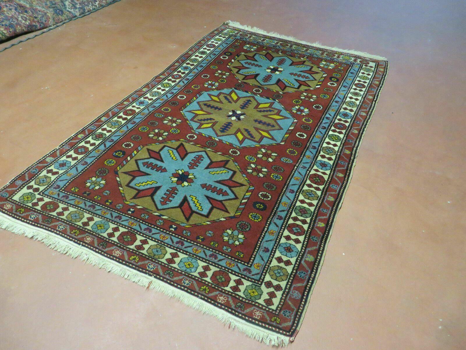 4' X 6' Vintage Handmade Caucasian Shirvan Russian Armenian Wool Rug Colorful