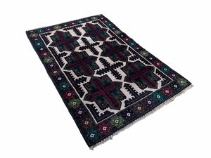 3 X 4.4 Vintage Handmade Tribal Wool Rug Balouchi Rug Afghan Rug Red Beige Green