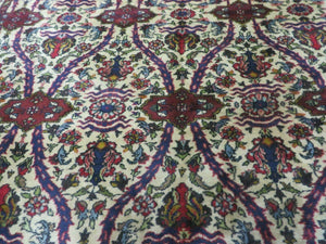 Antique Persian Tabriz Rug 8x12, Cream & Multicolor Room Sized Authentic Oriental Carpet, Wool Handmade Hand-Knotted Vintage Floral Rug 8 x 12 ft