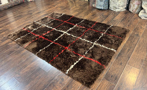 Shag Rug 6x8, Brown, Panel Design