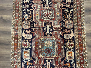 Persian Ardabil Wide Runner Rug 4x10 - Geometric Medallions & Animal Pictorials