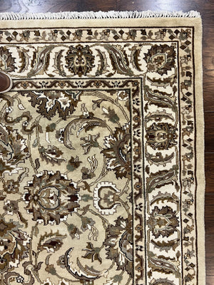Indo Mahal Rug 6x9, Indian Carpet 6 x 9 ft, Light Green and Ivory, Floral Allover, Wool Oriental Carpet, Traditional Rug, Handmade