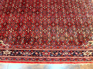 Large Persian Tribal Rug 11x17, Palace Sized Wool Handmade Vintage Carpet, Oversized Hand Knotted Rug, Red, Hamadan Dargazin Rug
