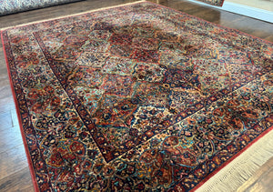 8.8 x 10.6 Karastan Rug, Multicolor Panel Kirman Rug #717, Vintage, Original 700 Series, Wool
