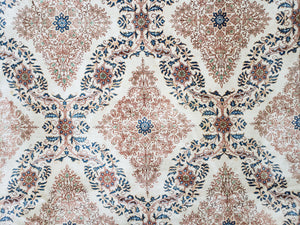Fine Antique Persian Light Colored Kashan Carpet, 7x12, Top Quality, Rare, Ivory & Blues, Hand-Knotted, Wool