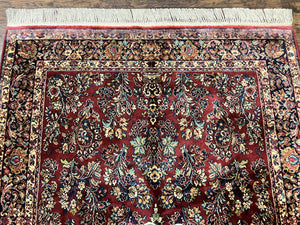 Karastan Rug 5.9 x 9 Red Sarouk #785, Wool Original 700 Series, Vintage