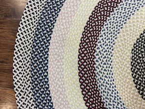 Round American Braided Rug 9x9 ft, Large Round Vintage Braided Rug, Multicolor