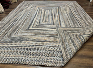 Large American Braided Rug 10x13, Multicolor, Vintage Braided Carpet, Rare Size