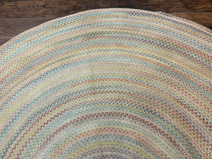 Large American Round Braided Rug 10x10, Multicolor, Vintage, Mid Century, Hand Braided