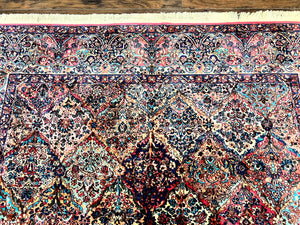 Karastan Rug 8.8 x 15, Multicolor Panel Kirman Rug #717, Large Wool Karastan Carpet, Vintage Multipanel Kirman, Original 700 Series