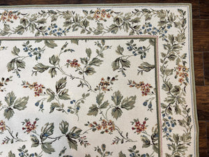 Vintage Stark Carpet 7x10, Ivory and Green, European Aubusson Design, Allover Pattern, Stark Rug