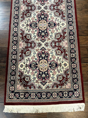 Sino Persian Runner Rug 2.7 x 8, Floral, Handmade, 250 KPSI