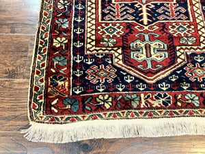Antique Turkish Sparta Rug 3x4, Geometric Caucasian Pattern, Vintage Handmade Tribal Wool Carpet