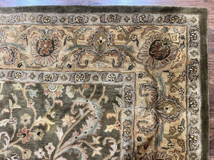 Pottery Barn Rug 8x10, Wool Hand Tufted Vintage Indian Carpet, Room Sized Wool Pile Floral Rug