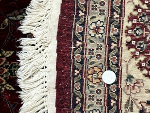 Round Sino Persian Rug 9x9, Burgundy and Cream, Floral, Wool and Silk, 9ft Round Carpet
